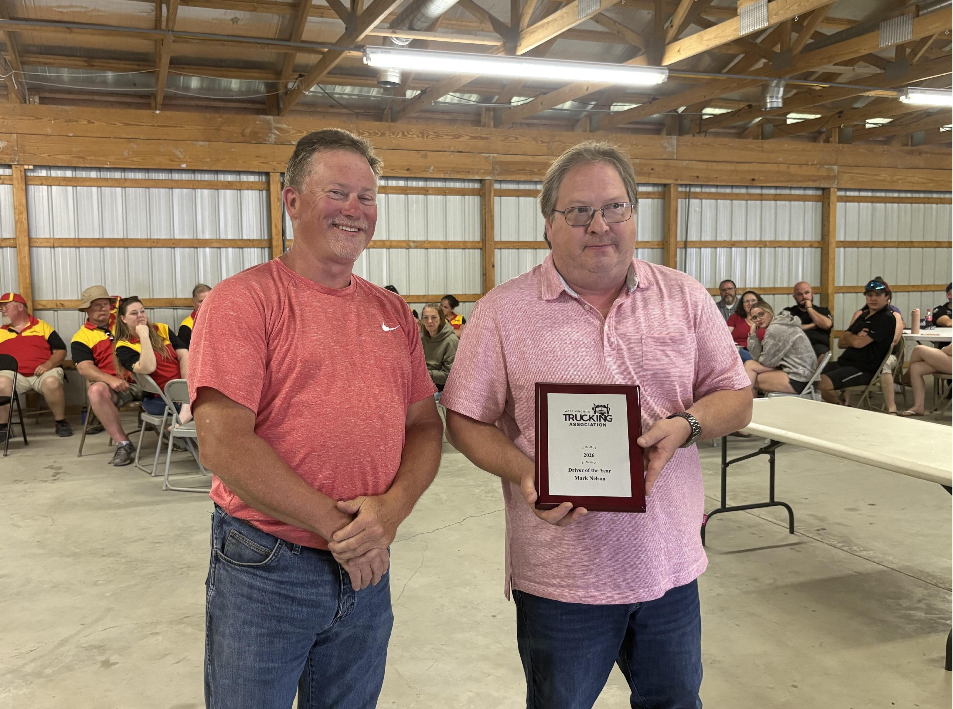 Mark Nelson accepting the 2025 WV Professional Driver of the Year award