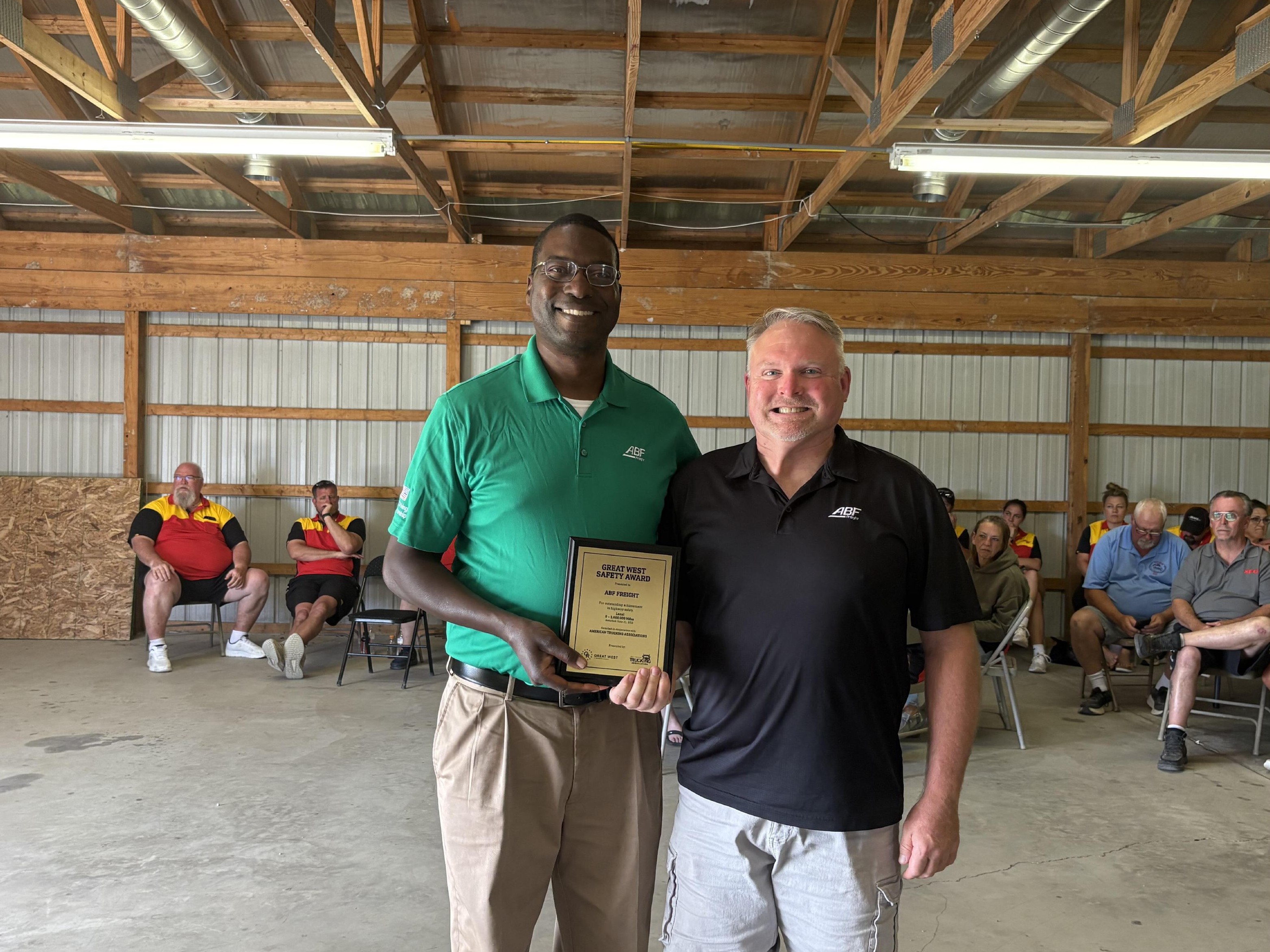 ABF Freight accepting the Great West Safety Award