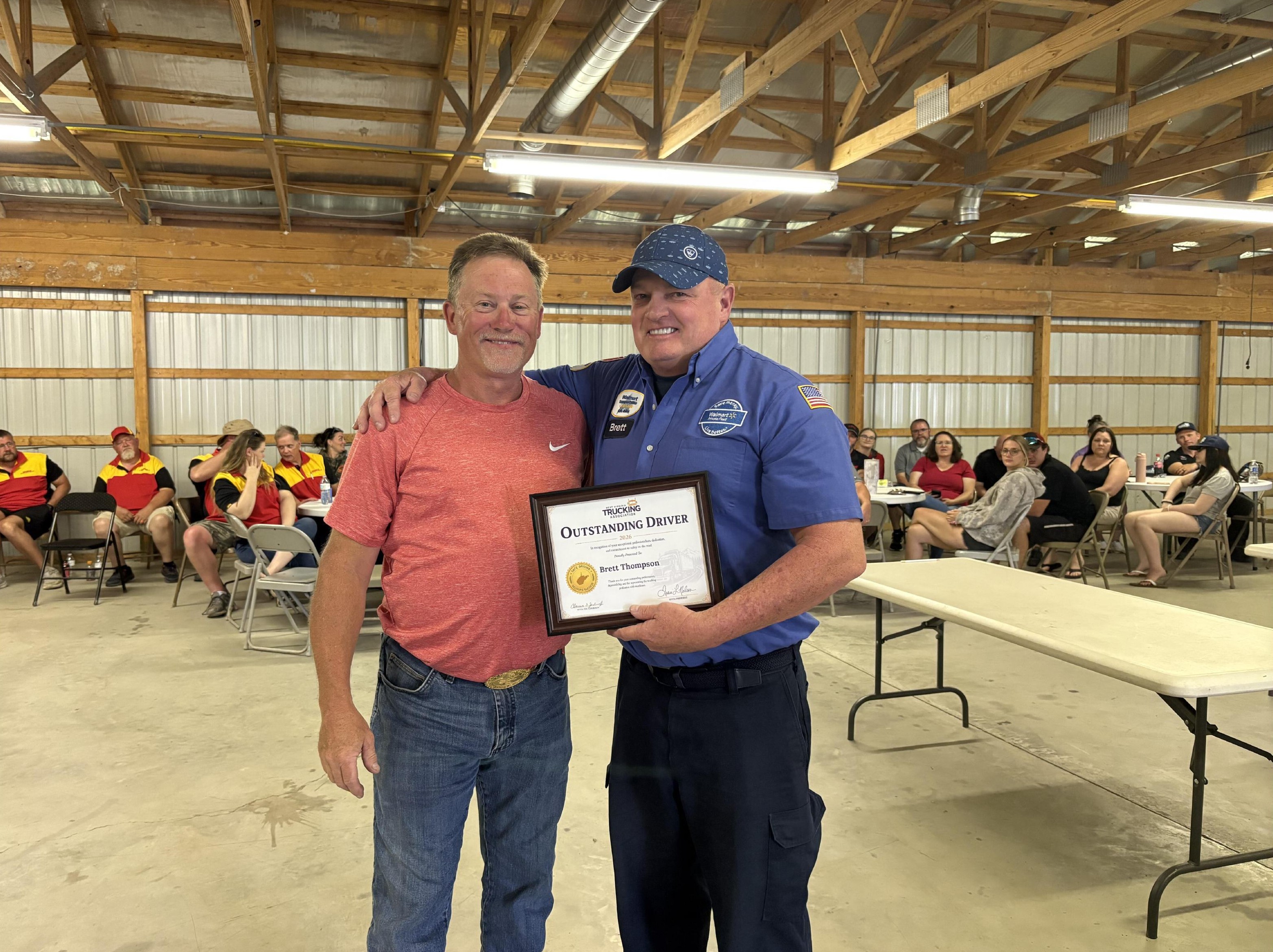 Brett Thompson accepting his Outstanding Driver award