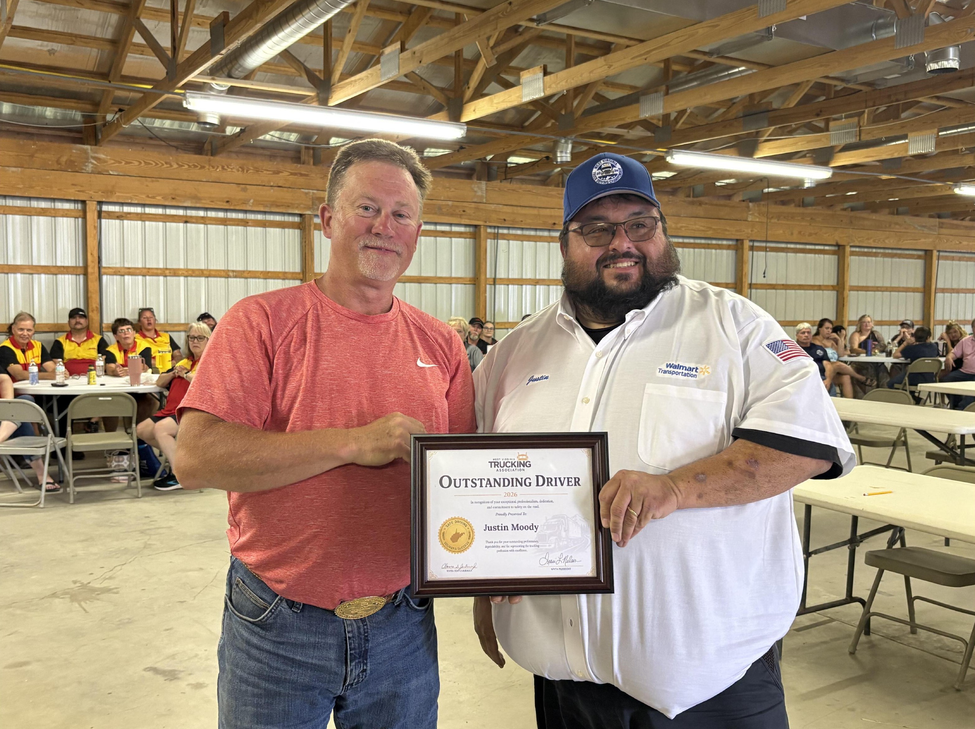 Justin Moody accepting his Outstanding Driver award